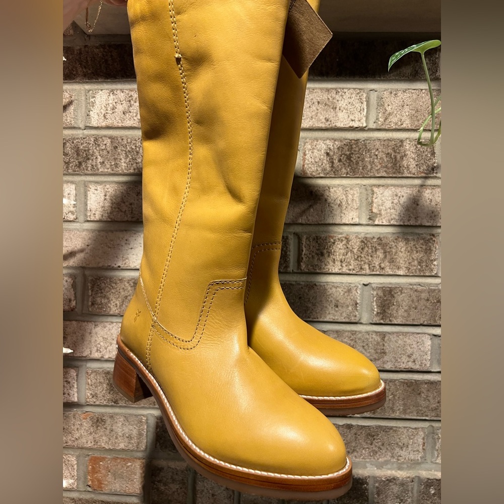 Classic Tall Leather Riding Boots - Mustard - Picture 11 of 12